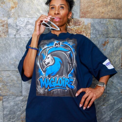 T-shirt Lion Bleu oversize